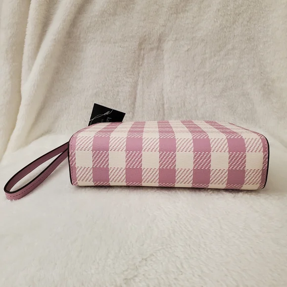 Kate Spade Light Purplish Pink and White Check Print Wristlet - NEW - Picture 6 of 11